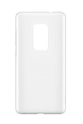 A transparent phone case is shown against a white background.