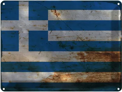 Produktbild von vianmo Blechschild 30x40 cm Griechenland Greece Flagge Fahne Wappen
