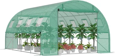 Image de JOIEYOU Serre de jardin antigel 12 m² Structure en acier 3 x 4 x 2 m Serre en plastique avec fenêtre et 2 portes Serre accessible Tente d'hivernage pour jardin
