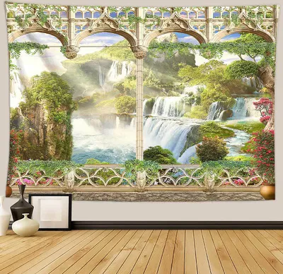Produktbild von Urlaub Wandteppich Wohnkultur Landschaft Wandteppich Wohnzimmer Schlafzimmer Dekoration Wandteppich Zimmer Vorhang Strandtuch (180cm x 230cm, Farbe 24)
