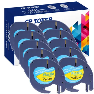 Zdjęcie produktu dla 10x Taśma do DYMO LetraTag 12mmx4m żółta 59423 Plastik