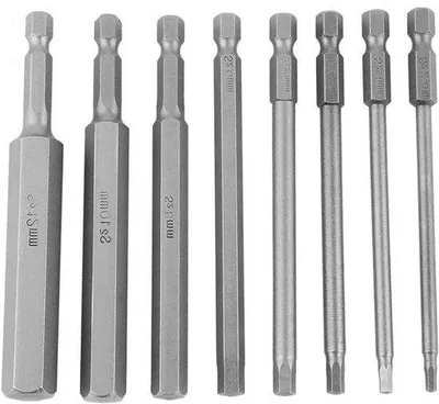 Imagen del producto de Destornilladores magnéticos: punta de 1/4 de pulgada, magnéticos, longitud de 100 mm, alta precisión, rango de 2,5-12 mm, juego de 8 piezas, para uso profesional, color .