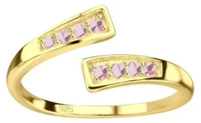 Produktbild von Zehenring Zehring rosa Zirkonia Kristalle 925 Silber vergoldet