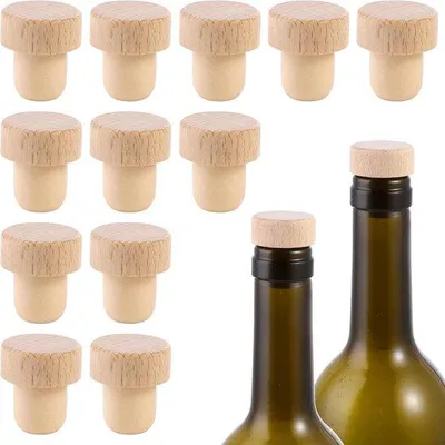 Image de Bouchons en bois réutilisables, lot de 12, Ø 2 cm, pour bouteilles de vin