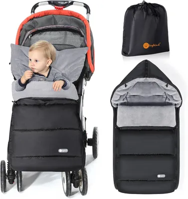 Obrázok produktu pre Fusak na kočík 37,4 x 18 palcov, vodotesný, pre bábätká, čierno-sivá