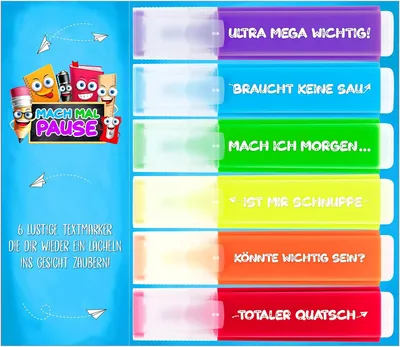 Imagen del producto de Set de rotuladores fluorescentes, 6 colores, ideal para estudiantes