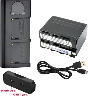 Produktbild von Trade-Shop 2in1 Set: Akku 6800mAh + USB Doppel Dual LCD Ladegerät für Sony CCD-TR205 CCD-TR2200E CCD-TR2300 CCD-TR2300E CCD-TR280PK CCD-TR290PK