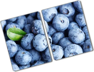 Produktbild von Tulup Glas Herdabdeckplatte - 2x40x52 cm - Glaskeramikkochfeld-Abdeckung Spritzschutz Glasabdeckplatte Kochplattenabdeckung und Schneidebrett - Zweiteilig - Essen & Getränke - Blaubeeren - Blau