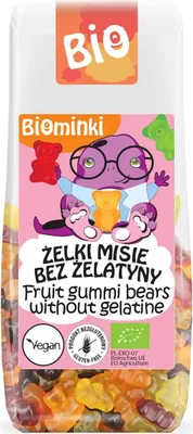 ŻELKI MISIE BEZ ŻELATYNY BEZGLUTENOWE BIO 100 g - BIOMINKI