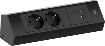 Obrázok produktu pre Bachmann CASIA 2, Type F + USB A + USB C, CEE 7/3, 2P, Skrutky, Stôl / stena, Čierna