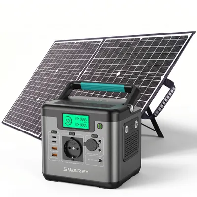 Produktbild von SWAREY 550W(1100W Spitze) Tragbare Powerstation 555Wh Solargenerator Akku Ladegeräte Stromerzeuger Solarspeicher Power Bank mit 100W Solarpanels