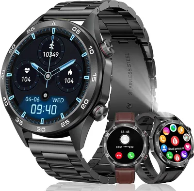 Produktbild von Megalith SmartWatch Herren Blutdruckmonitor Fitness Uhr: Telefonfunktion Herzfrequenzerbrenner Tracker Sportwaterdes Smart Watch Schwarz