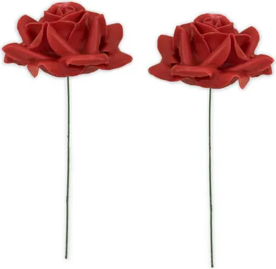 Image de Roses en cire avec tige comme roses artificielles Fleurs de roses en rouge