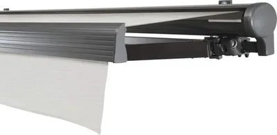 Produktbild von SOLUNA Halbkassettenmarkise Comfort 5x2,5 Stoff Dessin U190 Gestell DB703 dunkelgrau Antrieb rechts inkl. Motor, Sonnen
