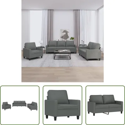 Produktbild von The Living Store 3-tlg. Sofagarnitur mit Kissen Dunkelgrau Stoff