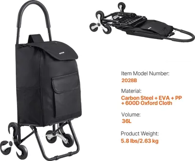 Produktbild von Einkaufswagen, Treppensteigendesign, Ergonomischer Griff, 36L