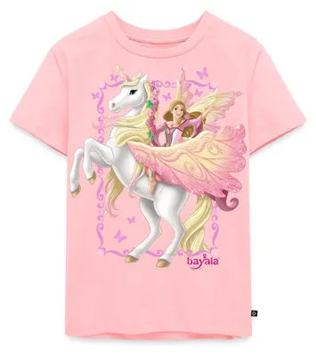 Produktbild von Spreadshirt Schleich Bayala Feya reitet auf Pegasus-Einhorn Kinder Premium T-Shirt, 98/104 (2 Jahre), Rosa