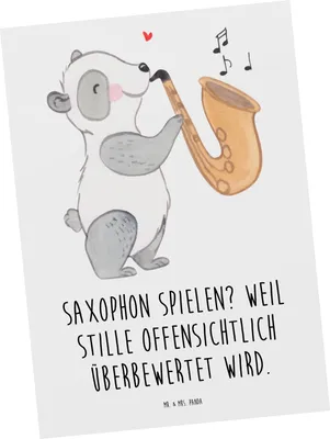Produktbild von Mr. & Mrs. Panda Postkarte Saxophon Leidenschaft - Weiß - Geschenk, Blues, Fotokarte, Spieler, Postkarten, Instrument, Musikinstrument, Ansichtskarten, Ansichtskarte