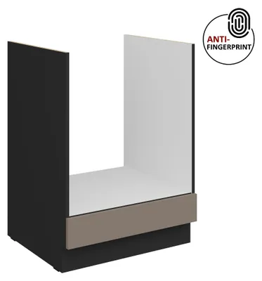Produktbild von Küchen Herdunterschrank 60 cm Küche ARIA Sandgrau ultra matt + Schwarz matt, hochwertige Fronten mit Anti Fingerprint Beschichtung Küchenzeile Küchenblock