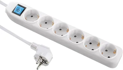 Productafbeelding van Electraline 62013, stekkerdoos met 6 stopcontacten en schakelaar, kabel 1,5 meter / meerwegstekker