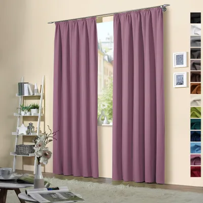 Produktbild von heimtexland ® 2 Stück Thermo Verdunkelungsvorhänge Sonnenschutz Kälteisolierung Verdunkelungsgardinen Kräuselband Vorhang Typ139 Mauve HxB 245 x 135 cm