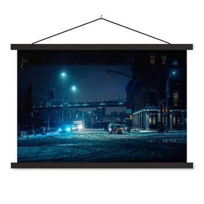 Produktbild von MuchoWow® Textilposter New York - Brooklyn - Brücke 120x80 cm mit schwarzem Rahmen - Wanddeko