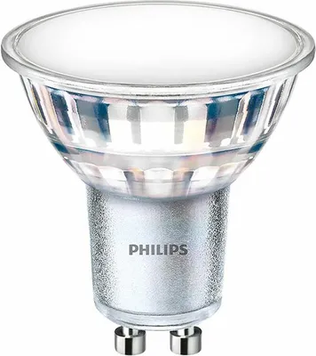 A close-up studio shot of a Philips LED light bulb.