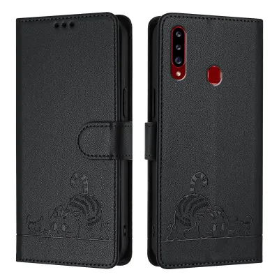 Obrázek produktu pro Kožené pouzdro pro Samsung Galaxy A20S, sladká kočka Flip pouzdro s funkcí stojánku a peněženkou černé