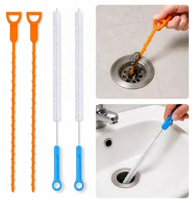 Abflussreiniger-Set, 4-teilig, mit Haken und Bürsten, 50,5 cm