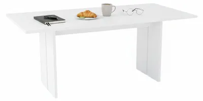 Produktbild von Esstisch Ddesogu, Rechteckiger Designtisch, Küchentisch, 100%  Italy, cm 160x90h75, glänzend weiß