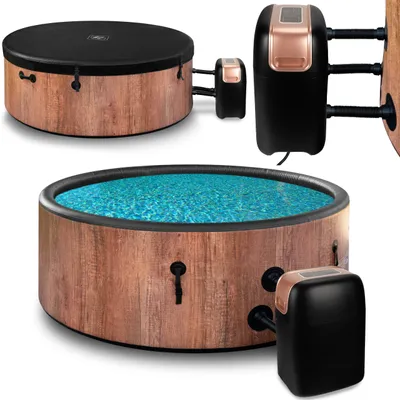 Produktbild von COIL Whirlpool SPA Aufblasbar, Schwimmbad mit Hydromassage, extra dünn, In- & Outdoor, 6 Personen, 175 cm, OAK