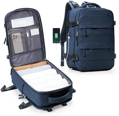 Image de Grand sac à dos de voyage imperméable pour femme, compartiment pour ordinateur portable 14 pouces, compartiment à chaussures