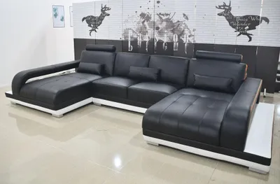 Produktbild von Ledersofa Sofa Modernes Polster Leder Design Ecksofa Couch Textil Wohnlandschaft