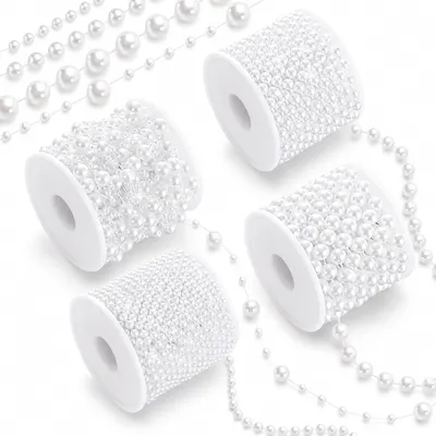 Productafbeelding van Parelband - Set van 4 - Lange parelketting voor dames - Parelsnoer decor
