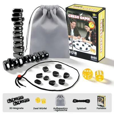 Produktbild von Magnetspiel, Magnetisches Schachspiel, Tragbares Schachbrett Magnetisch, Tisch-Magnetspiel, Puzzle Checkers Spiel mit Spielseil, für Camping, Familientreffen, Partyspiele, Reise