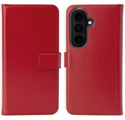Imagen del producto de Funda de Cuero Auténtico tipo Libro para Samsung Galaxy S26 - Rojo