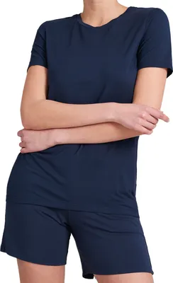 Produktbild von Schiesser Modal Schlafanzug Lounge T-Shirt und Bermuda Hose im Set, Hose mit breitem, elastischem Bund und regulierbarem Satin-Bindeband, Elastischer Single Jersey aus weich fließendem Modal