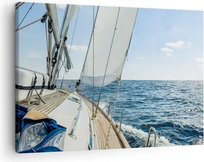 Produktbild von Bild auf Leinwand - Leinwandbild - Meer Kreuzfahrt Segel - 70x50cm - Wand Bild - Wanddeko - Leinwanddruck - Bilder - Kunstdruck - Wanddekoration - Leinwand bilder - Wandkunst - AA70x50-3647