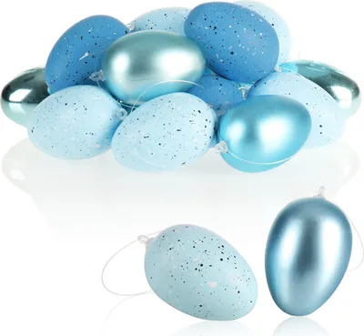 Produktbild von com-four® 18x Ostereier zum Aufhängen - gesprenkelte Osterdeko in tollen Farben - Deko Ostereier - Größe: 7 cm