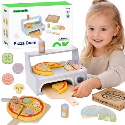 Zdjęcie produktu dla TOOKY TOY Pizzeria Drewniany Piec do Pizzy Akcesoria
