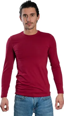 Produktbild von Herren-Langarmshirt mit Rundhalsausschnitt. BORDEAUX: XL