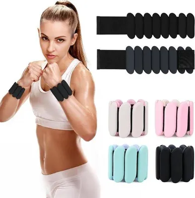 Zdjęcie produktu dla Silikonowe opaski na rękę do wędrówek – 2 sztuki – przenośne – do jogi – fitness – obciążenie treningowe 2 funty