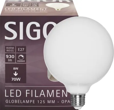 Obrázek produktu pro SIGOR 9W Globe 125mm opálová žárovka E27 1055lm 2700K stmívatelná LED žárovka G125