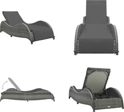 Immagine prodotto di vidaXL Lettino prendisole con cuscino in polirattan antracite - Lettino prendisole - Lettini prendisole - Lettini prendisole