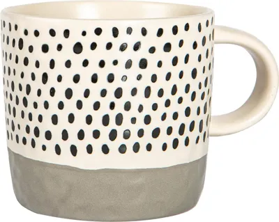 Produktbild von Nicola Spring Keramik-Kaffeetasse mit getauchten Punkten – 385 ml – Grau