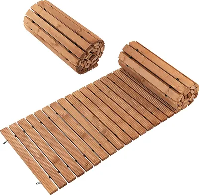Produktbild von COSTWAY Ausrollbarer Garten-Holzweg, 245 cm, Rollweg mit Stahldraht, Gartenweg für Garten, Hinterhof (Breite 55 cm)