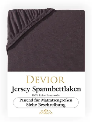 Produktbild von Devior Jersey Spannbettlaken 90x200cm - 100x200cm braun Bettlaken 100% Baumwolle bis 22cm Matratzenhöhe Gummizug