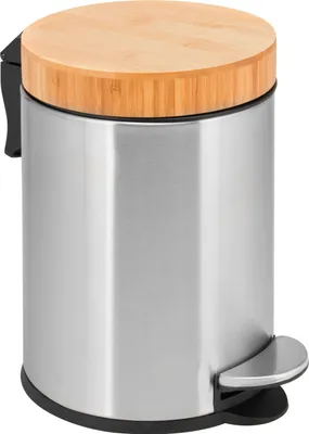 Immagine prodotto di bremermann cosmetic bin, bidone a pedale, acciaio inox con coperchio in bambù, 3 litri