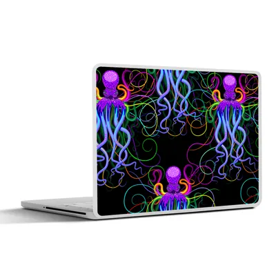 Produktbild von MuchoWow® Laptop Aufkleber Sticker Cover Oktopus - Regenbogen - Neon - Abstrakt - Muster 32.5x23.5 cm - Sticker für Laptop - Selbstklebend