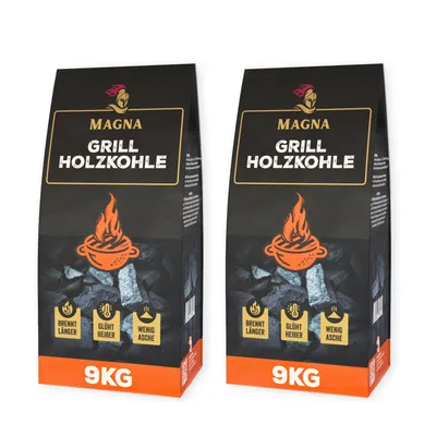 Produktbild von 18 KG (2 Säcke x 9 KG) MAGNA Premium Grillholzkohle Holzkohle Grillkohle BBQ Kohle